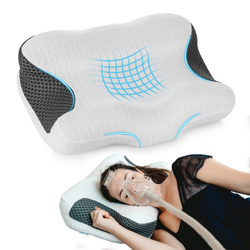 Elviros CPAP Adjustable Height Neck Support Memory Foam Bed Pillow 23.6"(H) X 16.3"(W) X 4.1/3.2"(H), New Upgraded Insert