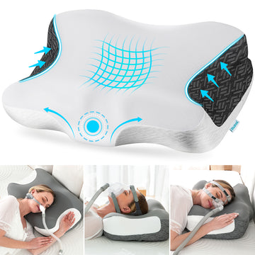 Elviros Orthopedic Pillow for CPAP Users with Cooling Nylon-Spandex Pillowcase, 23.6"(H) X 16.3"(W) X 4.1/3.2"(H)