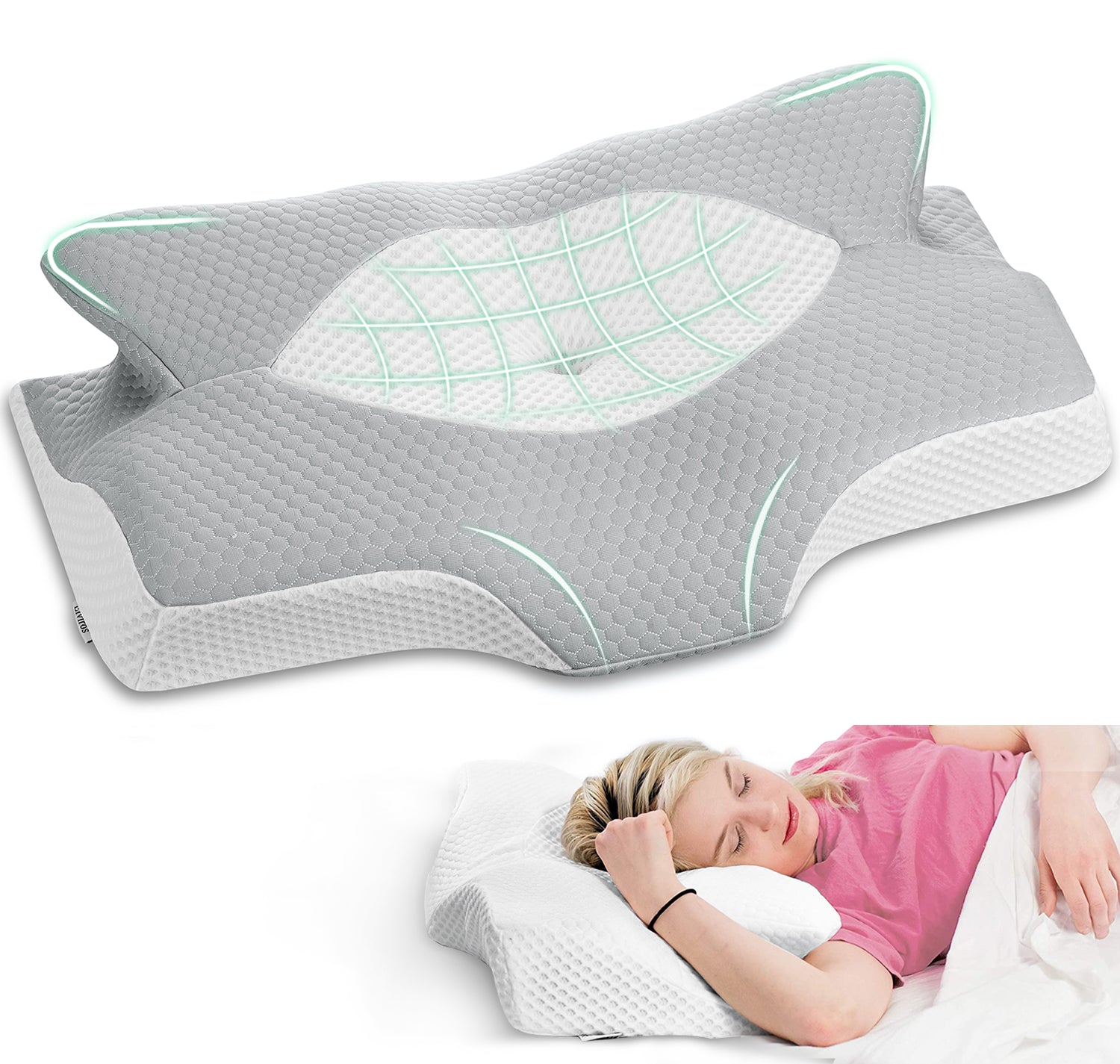 Elviros Side Sleepers Deep Sleep Cervical Memory Foam Pillow