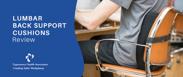 A man is sitting on a chair with Elviros lumbar support pillow 