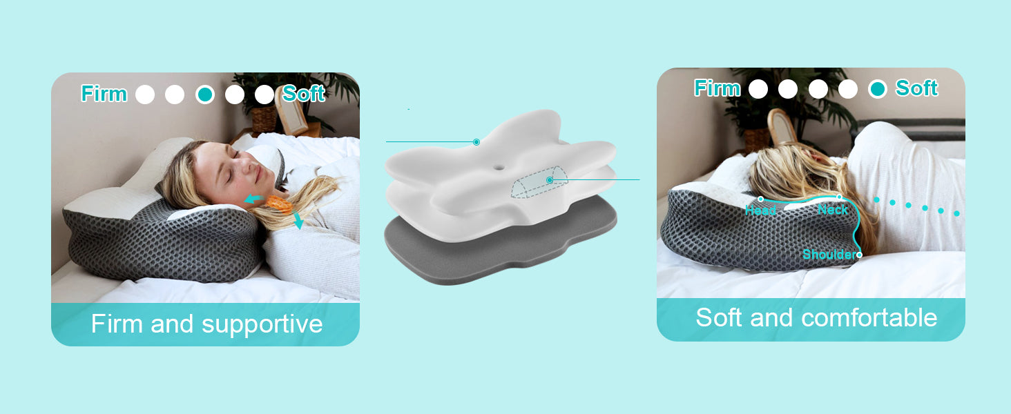 Elviros Adjustable Orthopedic Contour Memory Foam Pillow