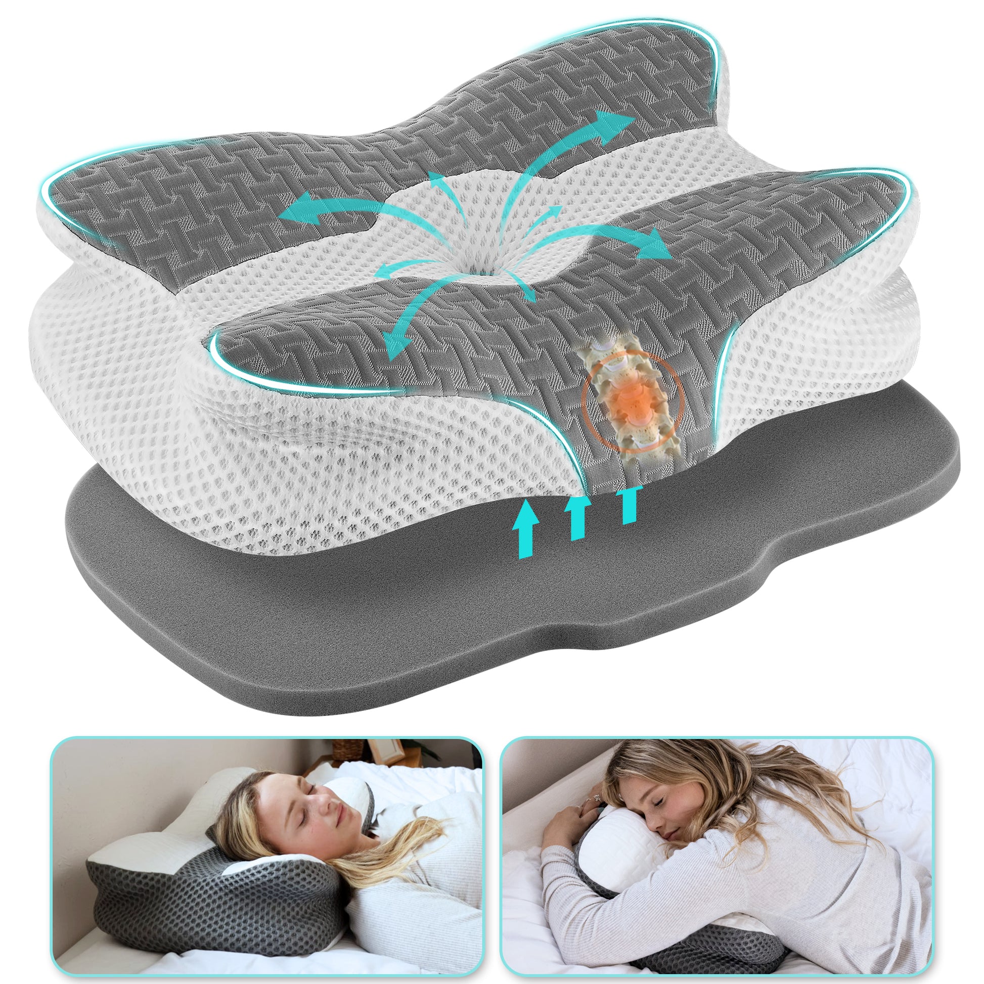 Elviros Adjustable Orthopedic Contour Memory Foam Pillow-2