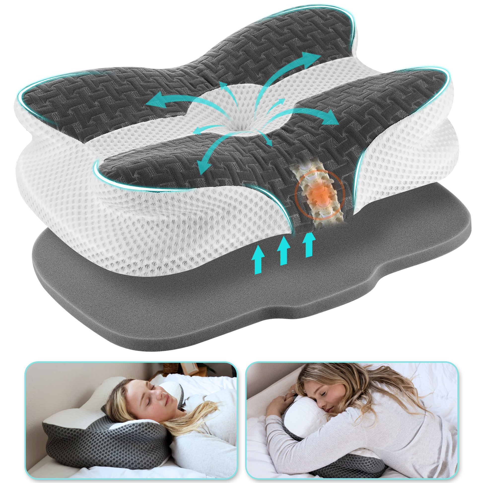 Elviros Adjustable Orthopedic Contour Memory Foam Pillow-4
