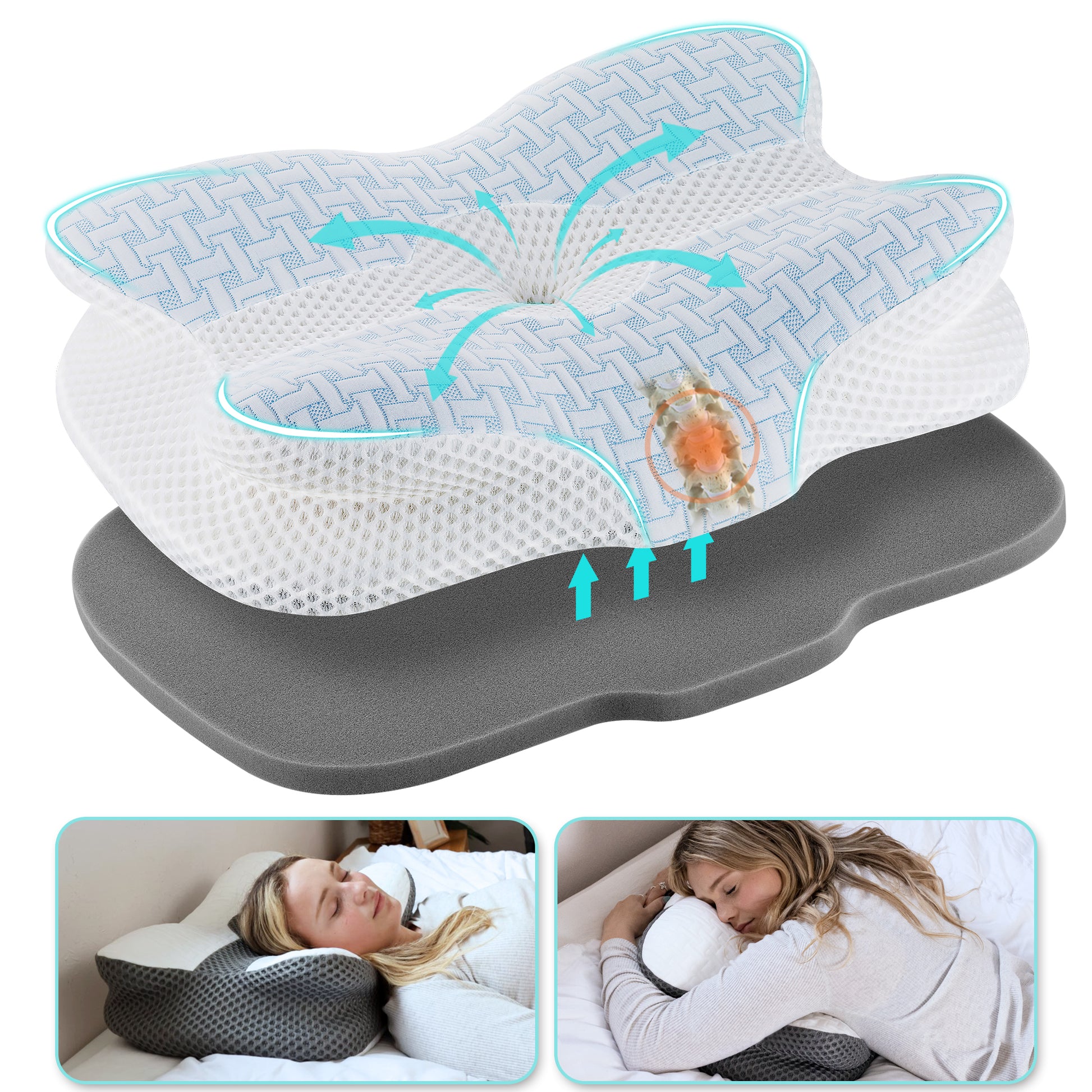 Elviros Adjustable Orthopedic Contour Memory Foam Pillow-3