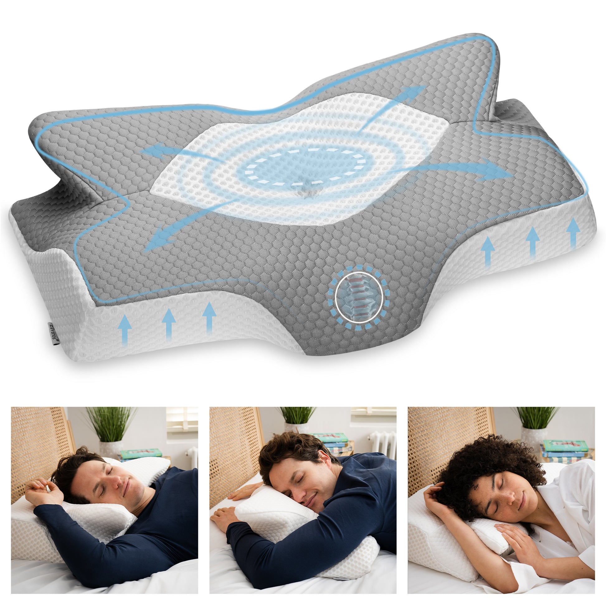 Elviros Side Sleepers Deep Sleep Cervical Memory Foam Pillow