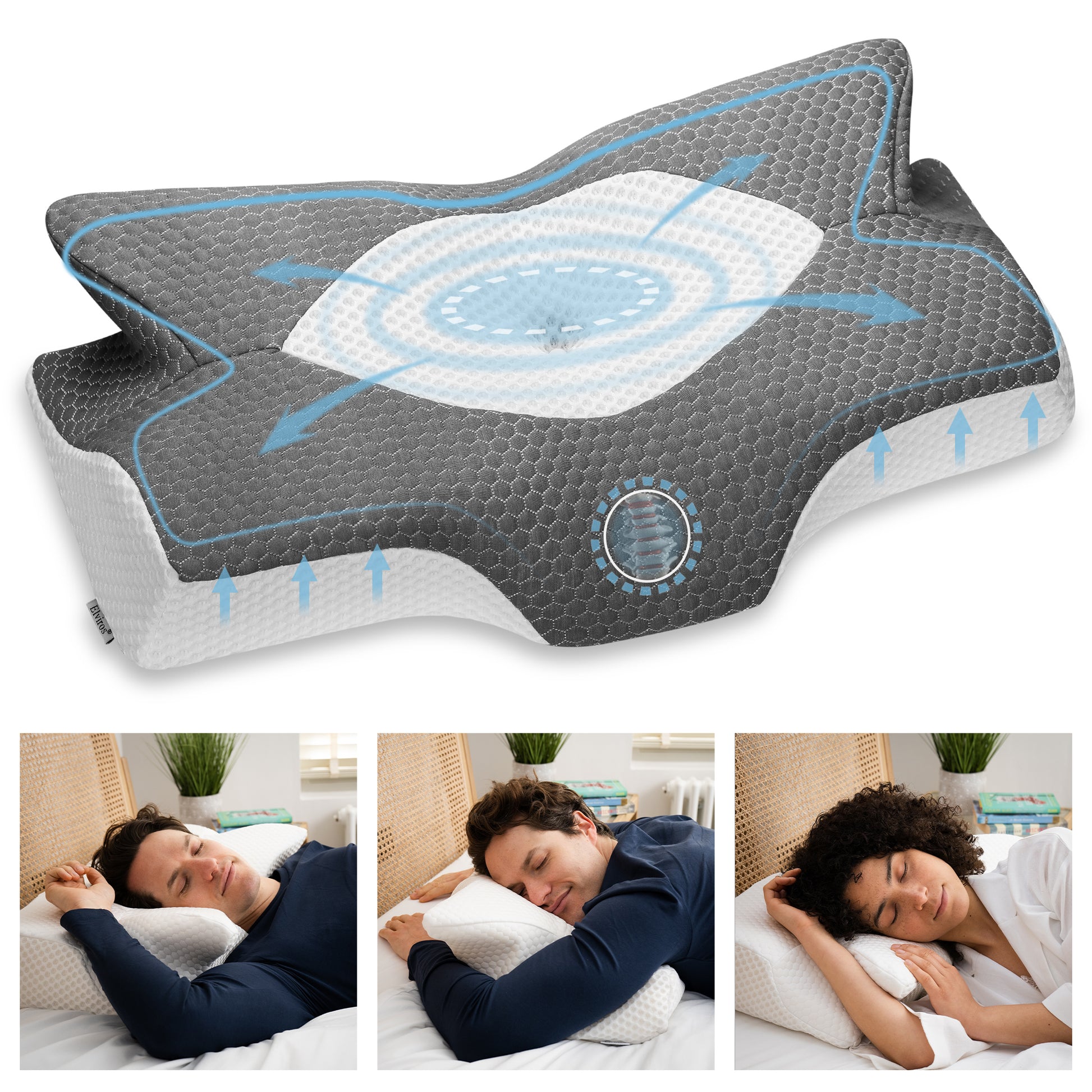 Elviros Side Sleepers Deep Sleep Cervical Memory Foam Pillow