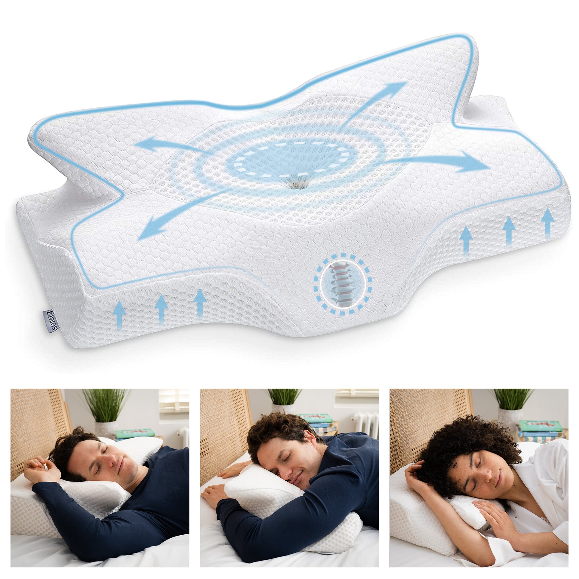 Elviros Side Sleepers Deep Sleep Cervical Memory Foam Pillow