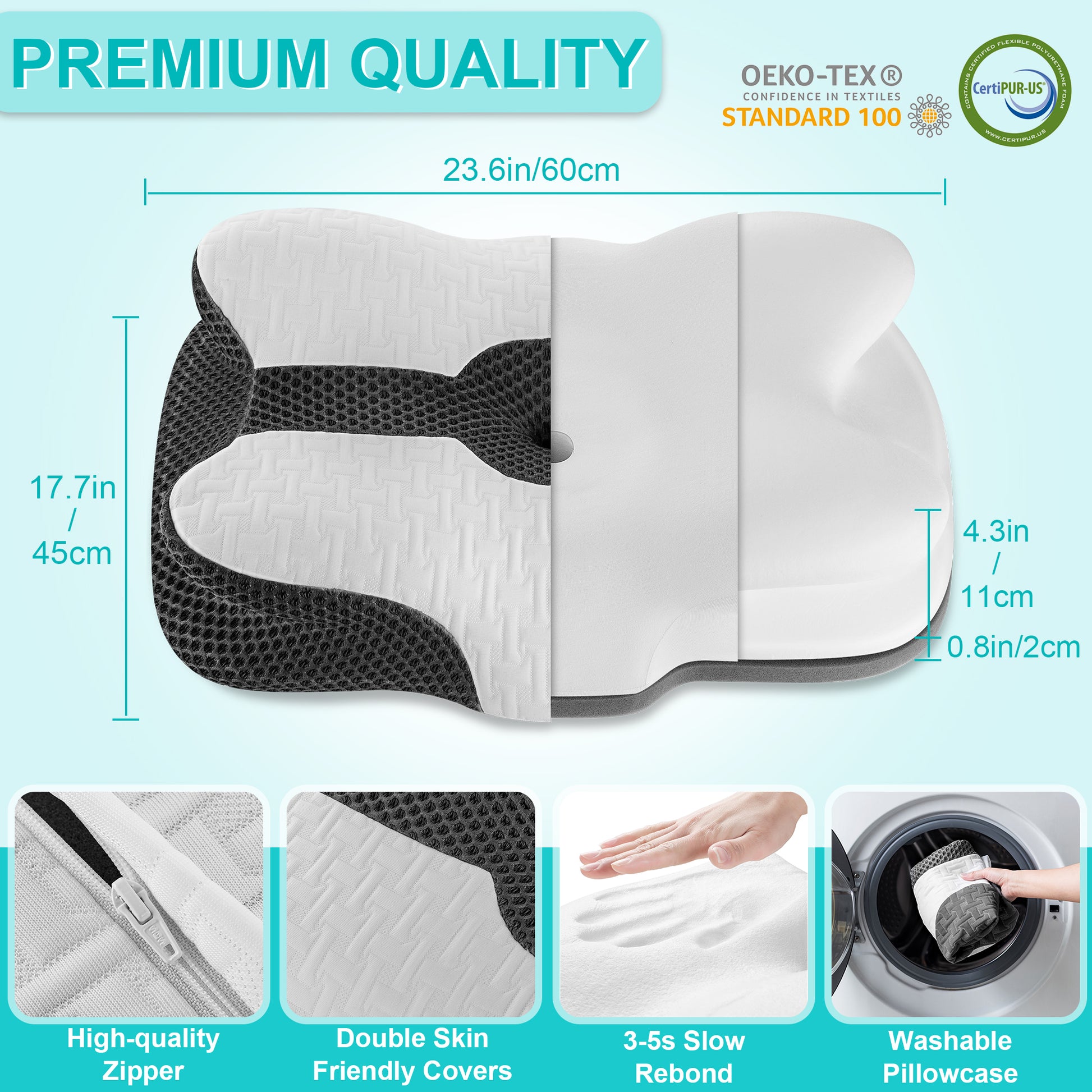 Elviros Adjustable Orthopedic Contour Memory Foam Pillow-6