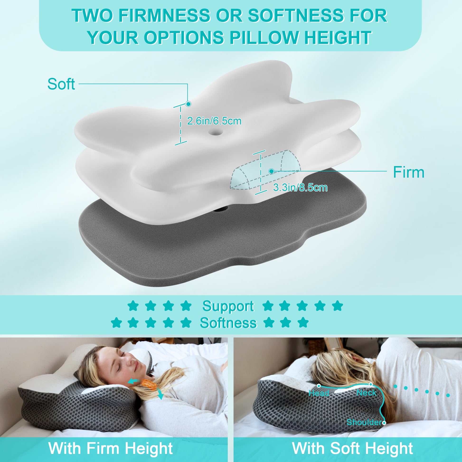 Elviros Adjustable Orthopedic Contour Memory Foam Pillow-10
