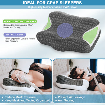 Elviros CPAP Pillow for Side Sleeper All CPAP Masks User, Adjustable Height