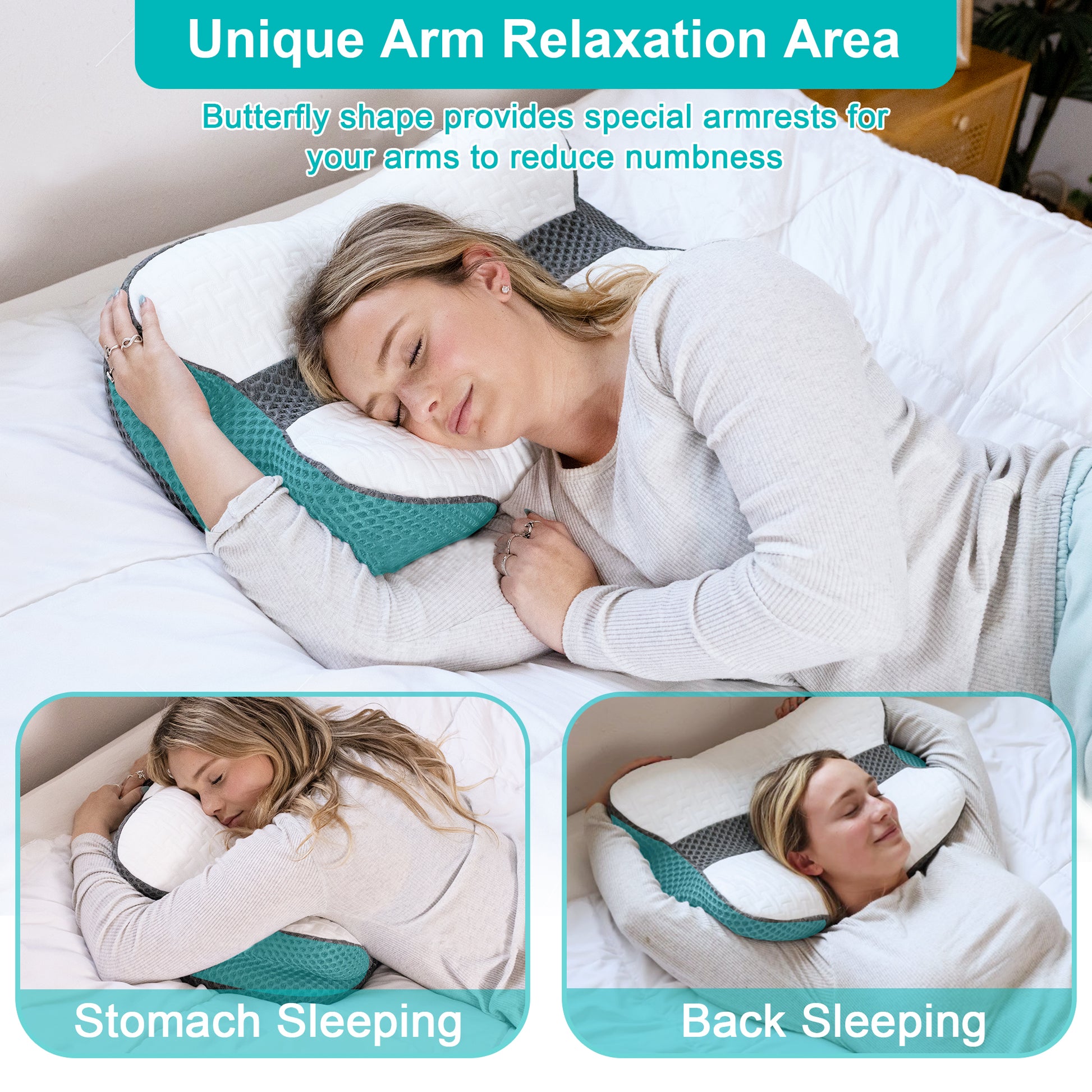 Elviros Lumbar Support Pillow for Sleeping Black