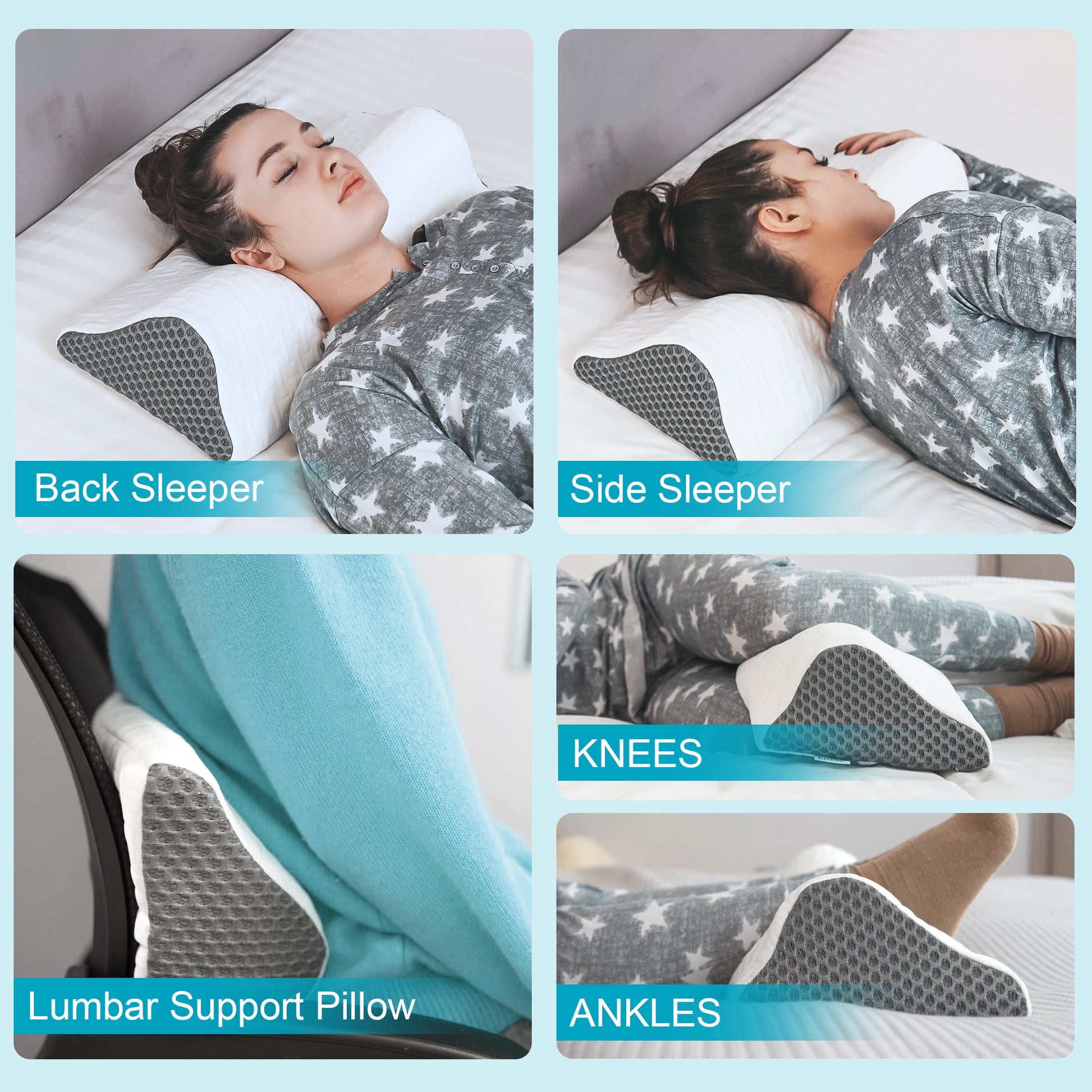  Lumbar Support Pillow Memory Foam Adjustable Back