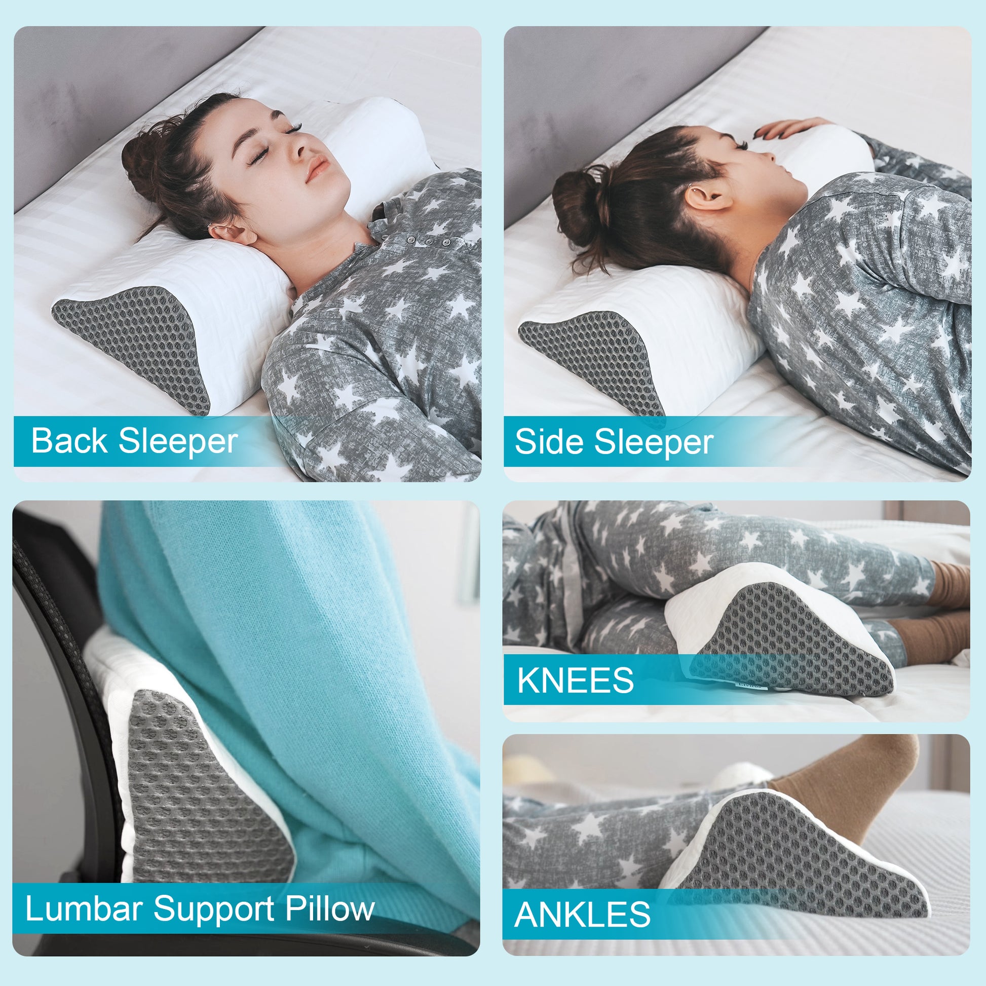 Elviros 2-in-1 Adjustable Contour Memory Foam Cervical Neck Pillow-15