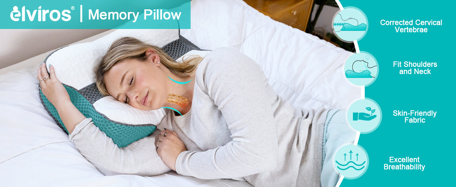 Elviros Adjustable Orthopedic Contour Memory Foam Pillow