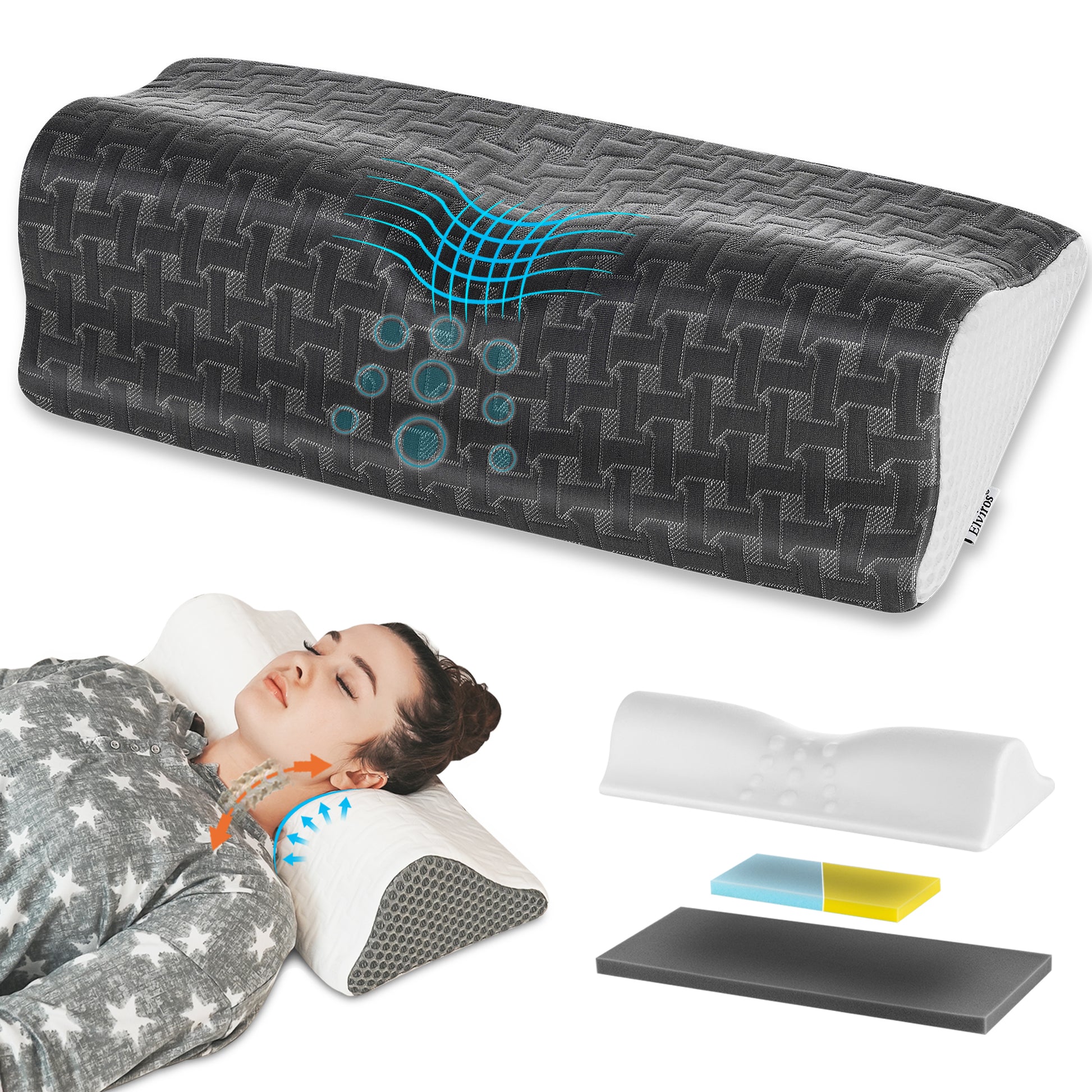 Elviros Lumbar Support Pillow for Sleeping