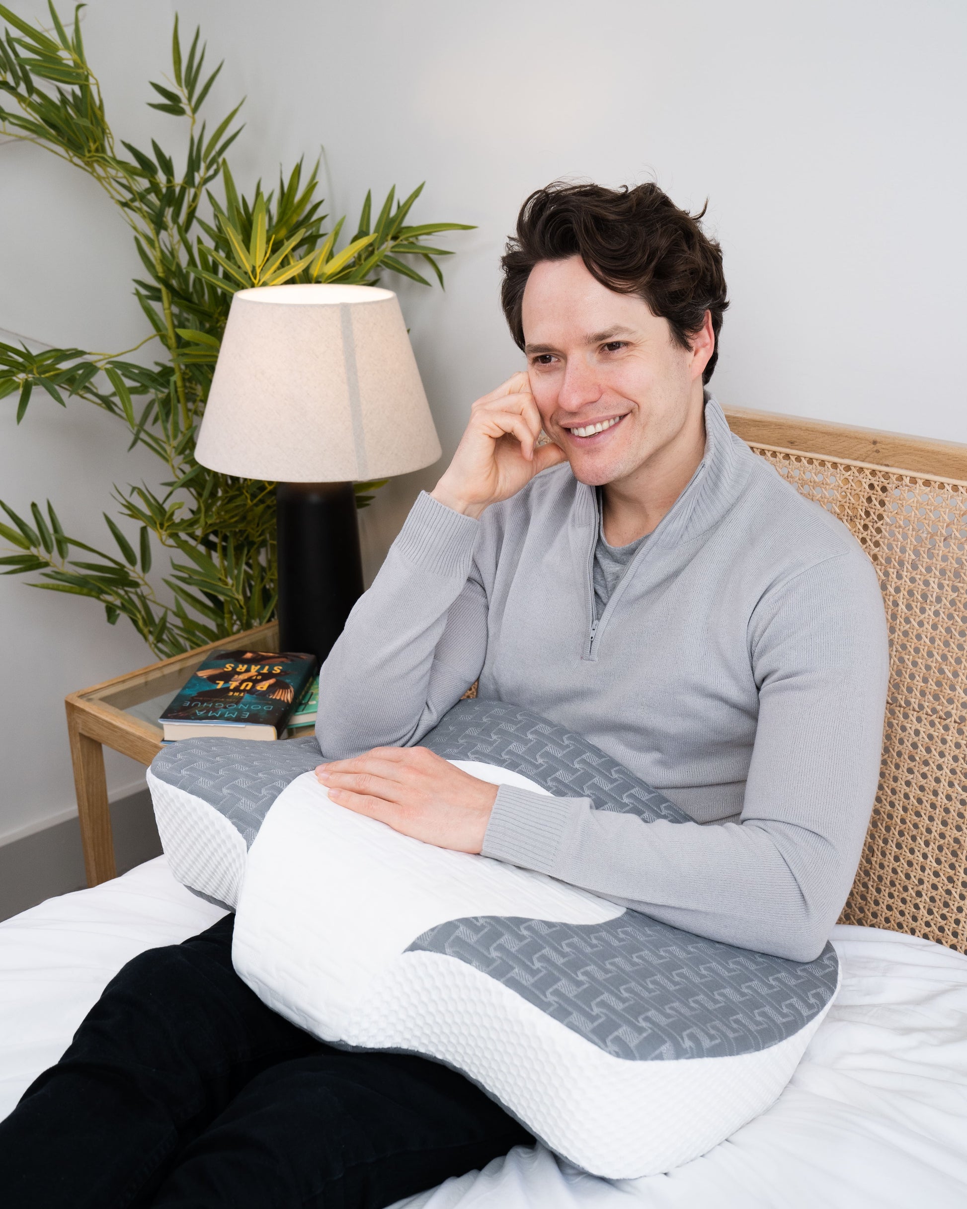 Elviros Contour Orthopedic Pillows for Side Sleepers, Adjustable Ergonomic Bed Pillow Dark Gray / Standard Size