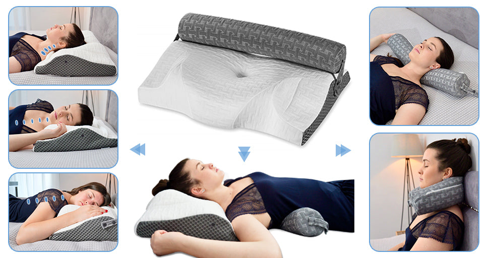Elviros Contour Orthopedic 3-in-1 Ergonomic Roll Traction Pillow