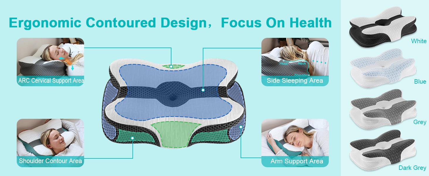 Elviros Adjustable Orthopedic Contour Memory Foam Pillow