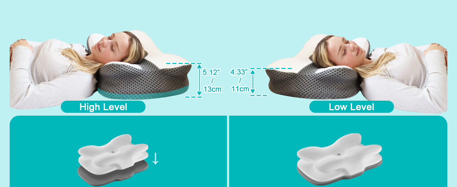 Elviros Adjustable Orthopedic Contour Memory Foam Pillow