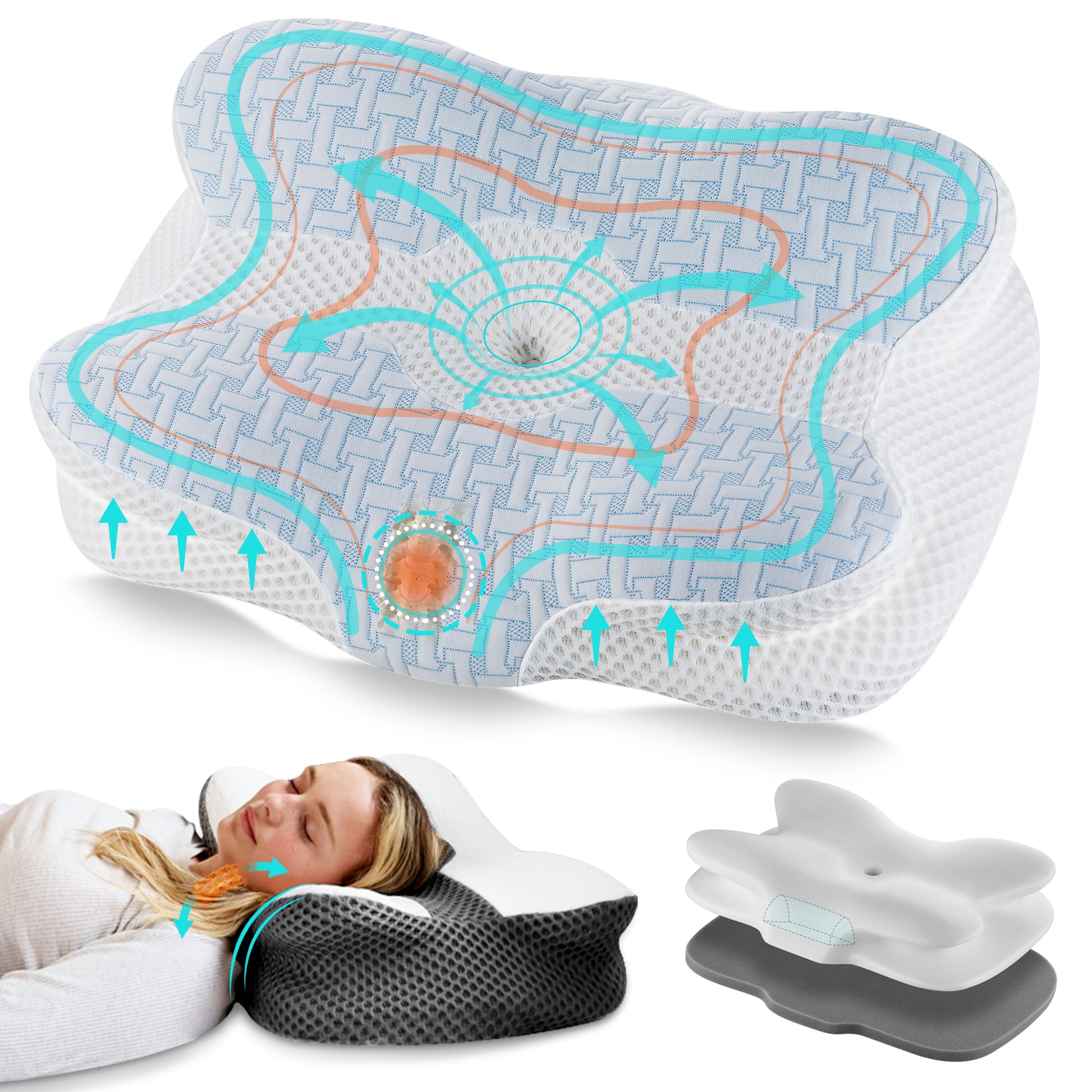 Elviros Adjustable Orthopedic Contour Memory Foam Pillow-17