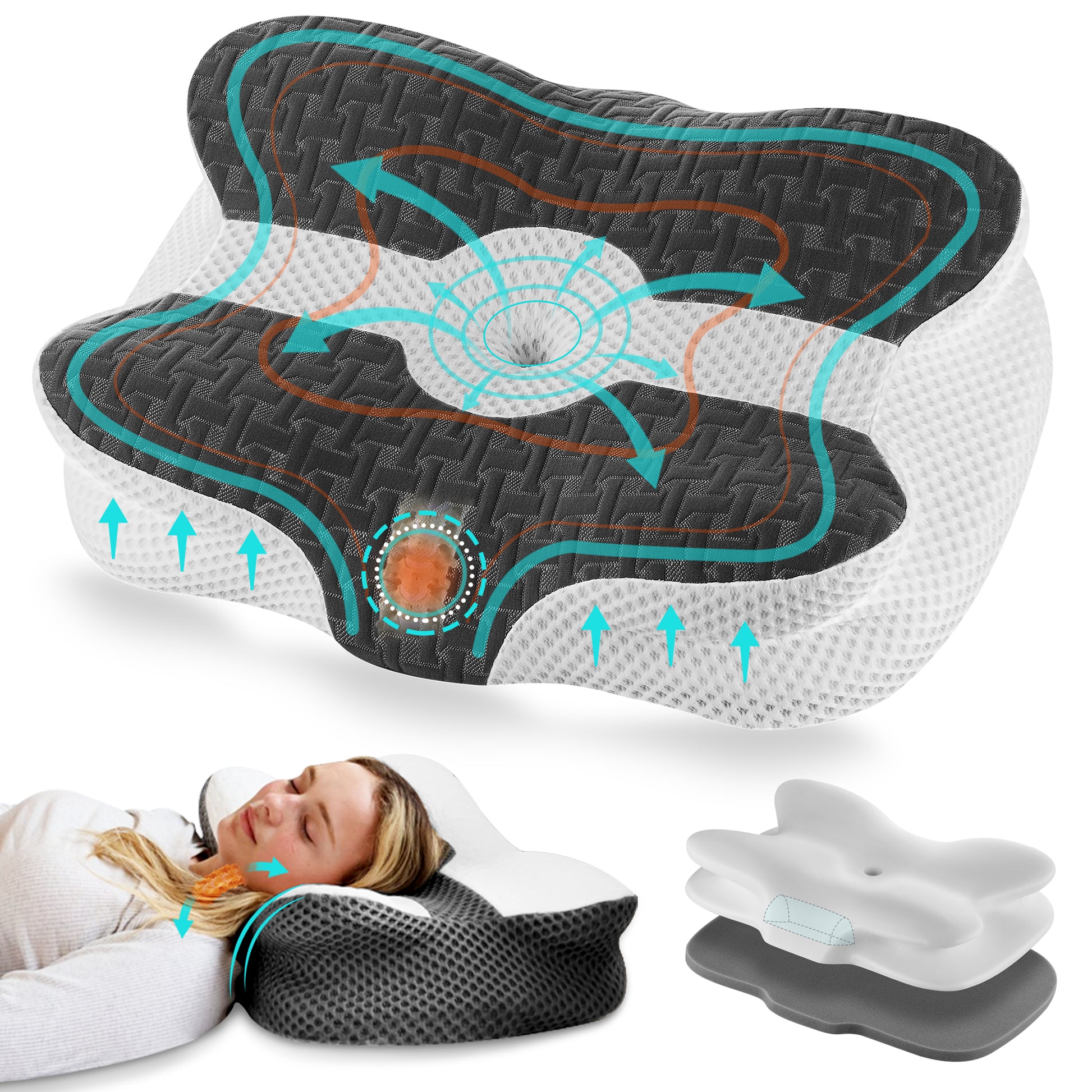 Elviros Adjustable Lumbar Support Pillow Black