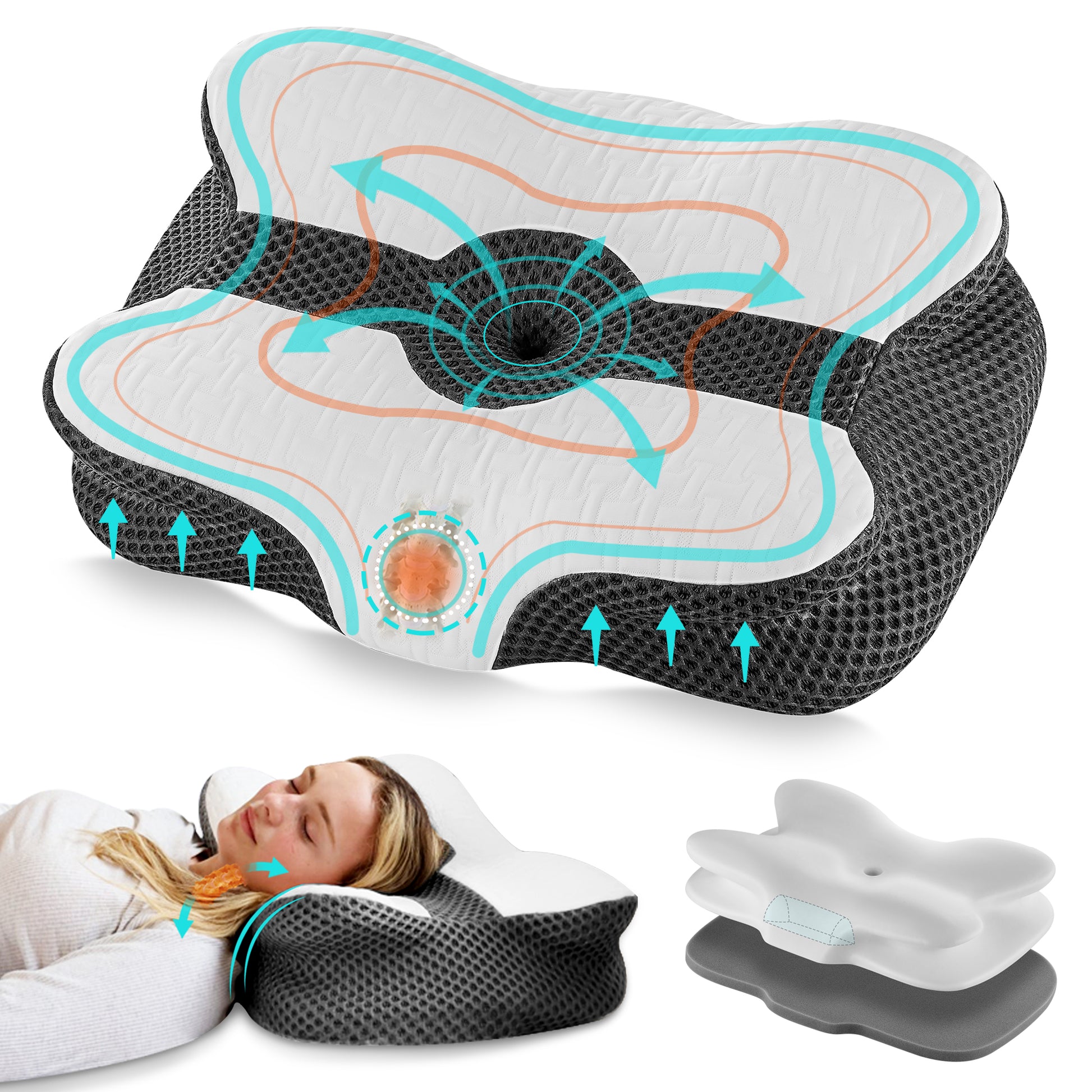 Elviros Adjustable Orthopedic Contour Memory Foam Pillow-20