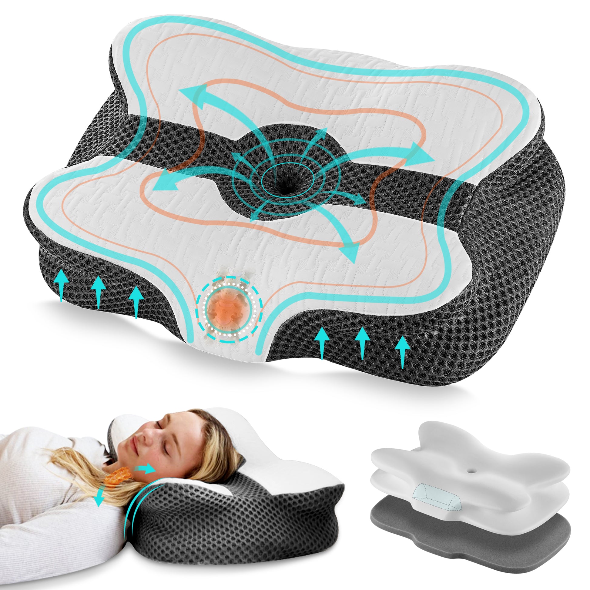 Elviros Adjustable Lumbar Support Pillow Black