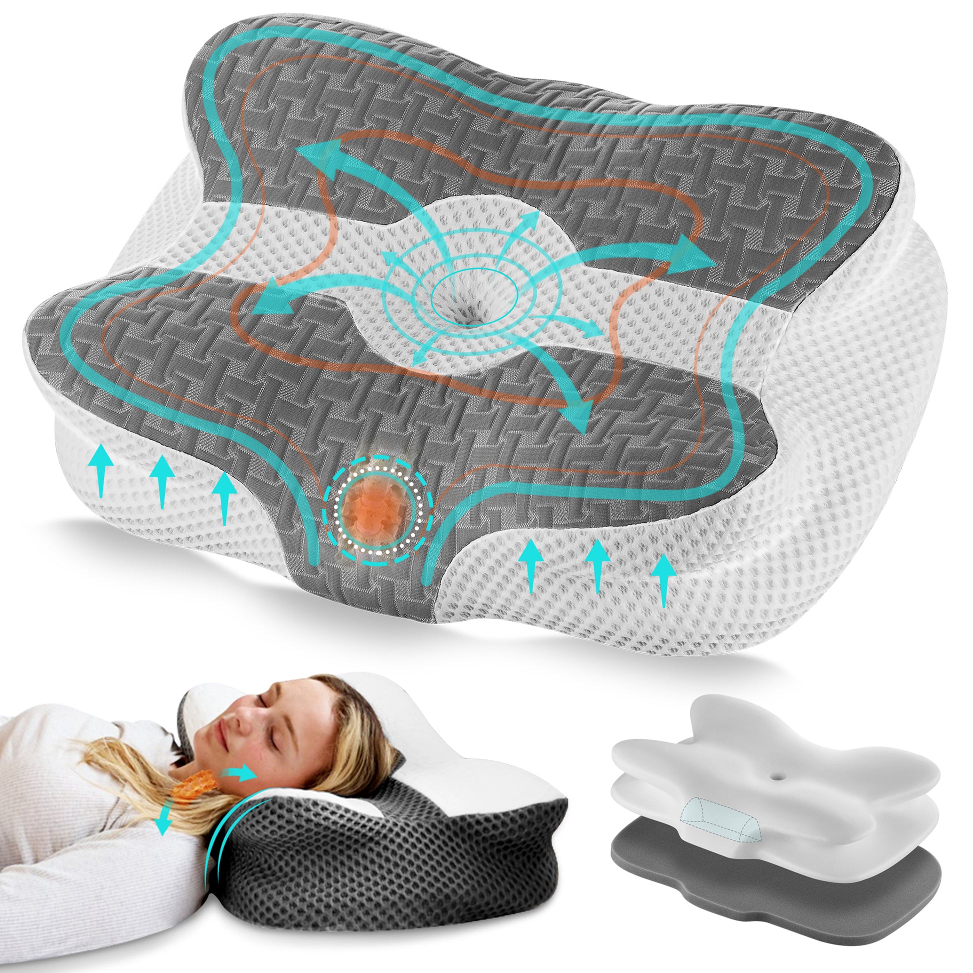 Elviros Adjustable Orthopedic Contour Memory Foam Pillow-19