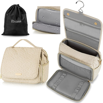 Elviros Hanging Toiletry Travel Bag for Women, Large & Water-resistant