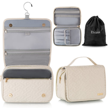 Elviros Travel Toiletry Bag for Women,  Water-resistant Makeup Bag Cosmetic Case