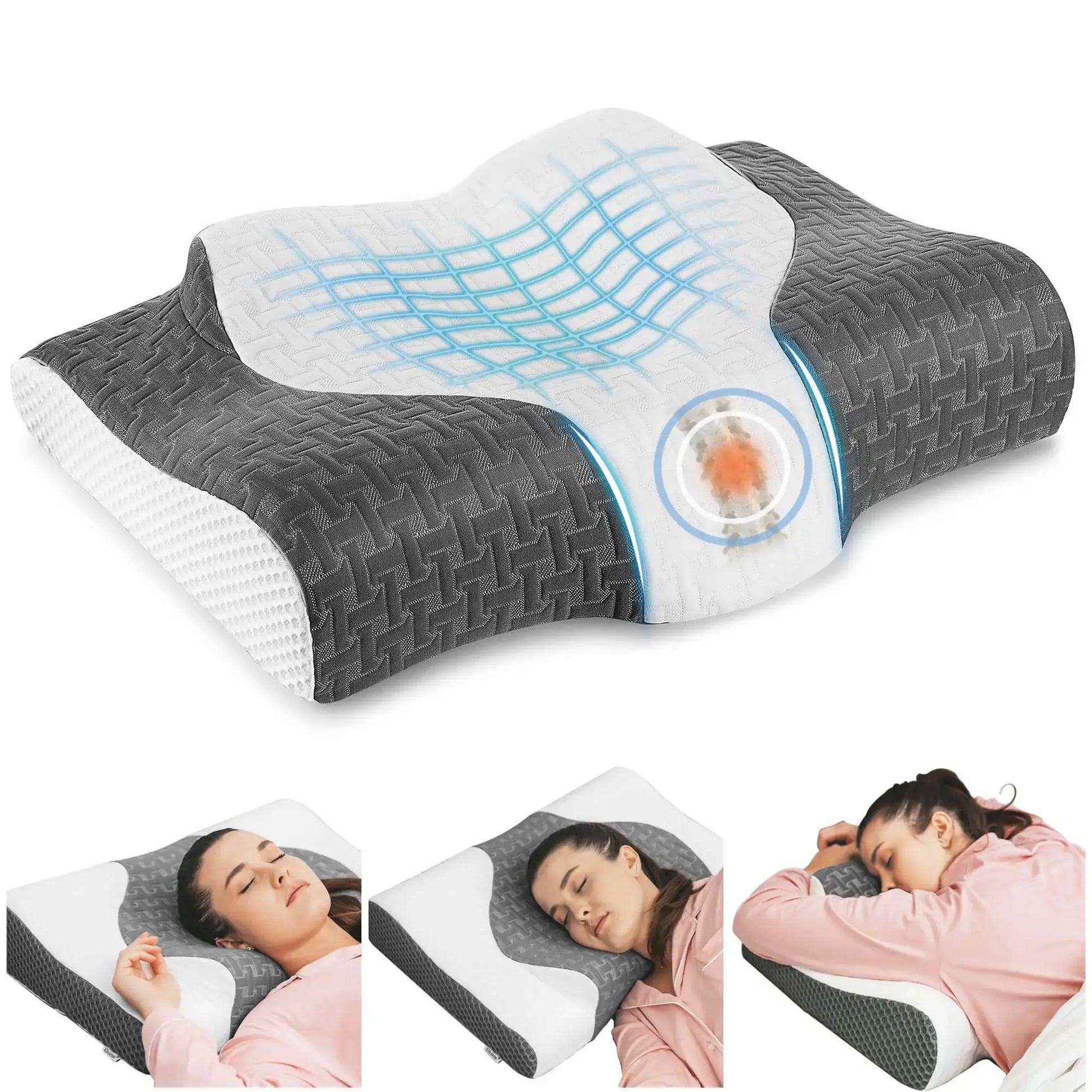 2 ergonomic hypoallergenic pillows in Memory Foam - Cervical Memory