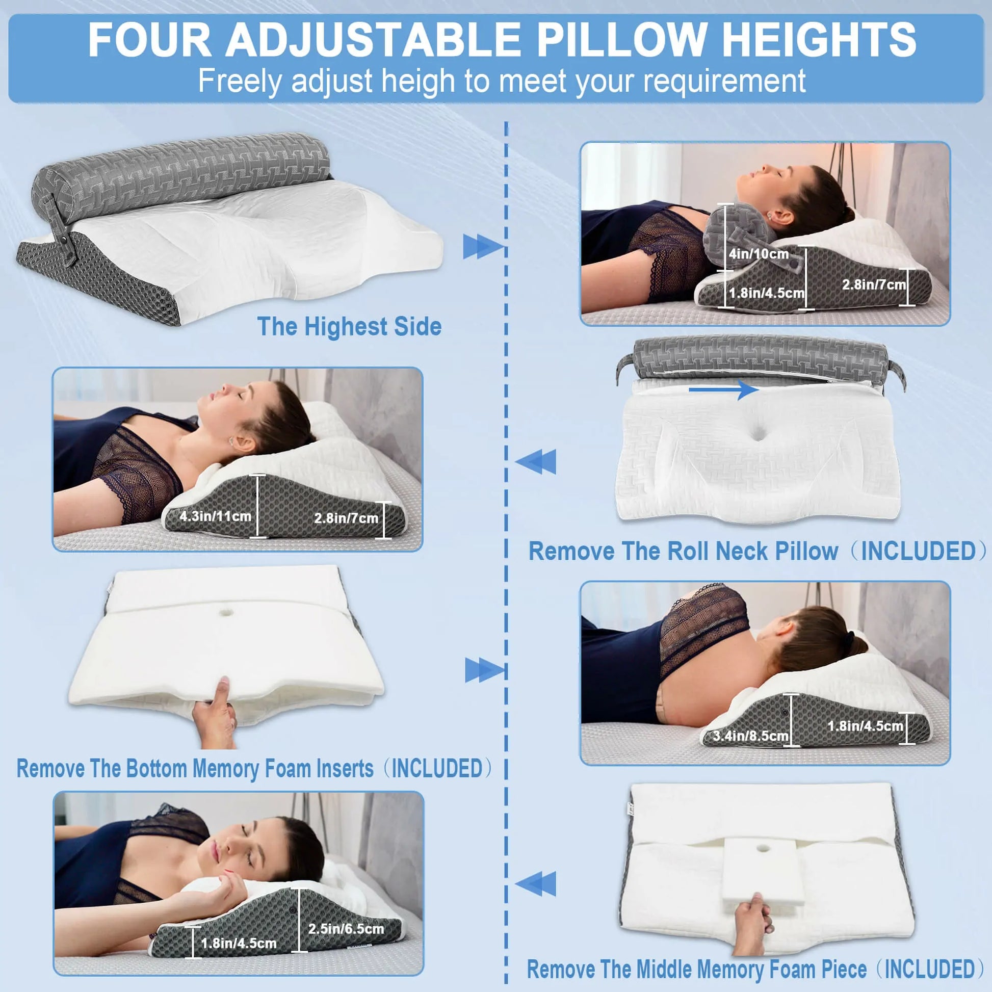 Elviros Contour Orthopedic 3 in 1 Ergonomic Roll Traction Pillow