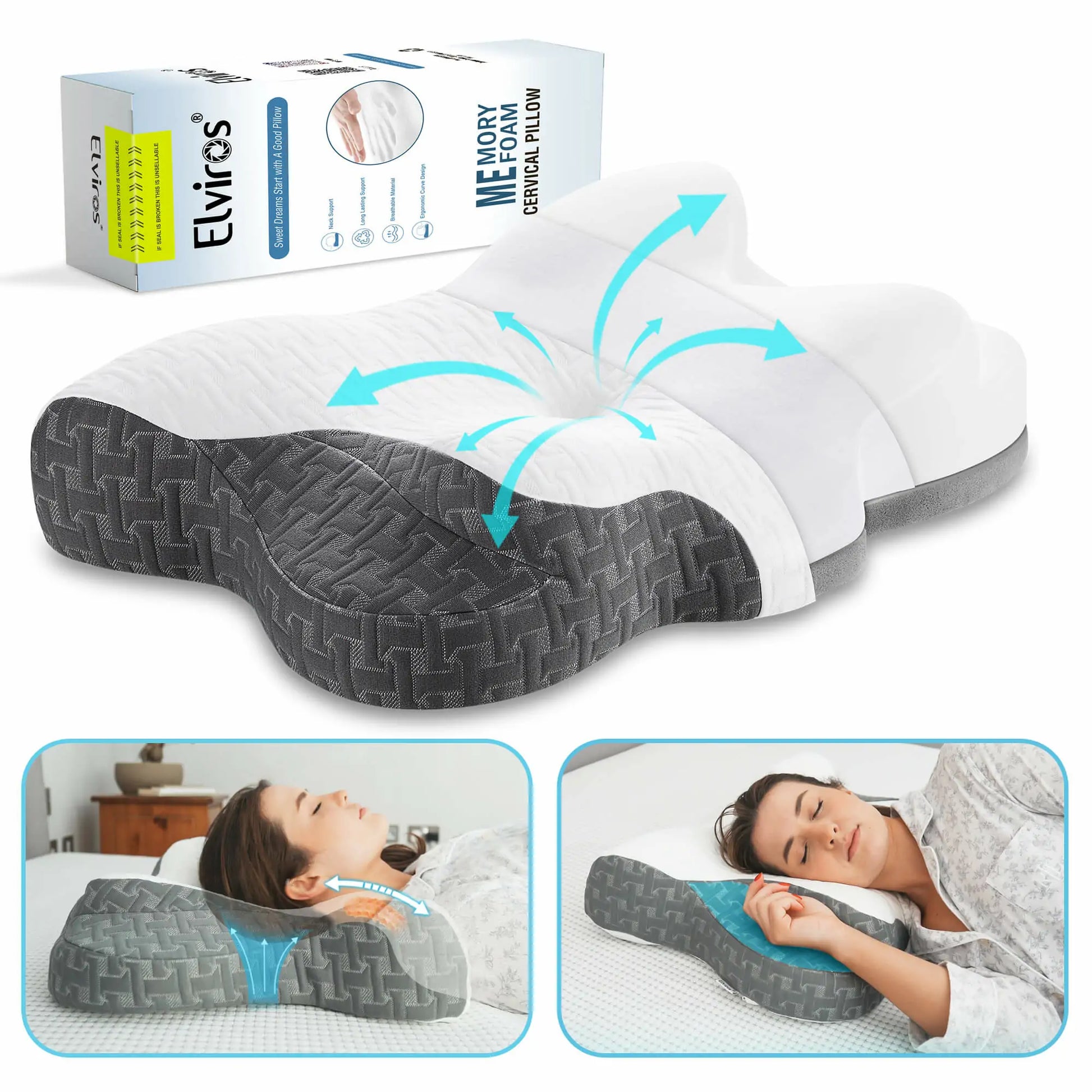 Elviros Lumbar Support Pillow for Sleeping