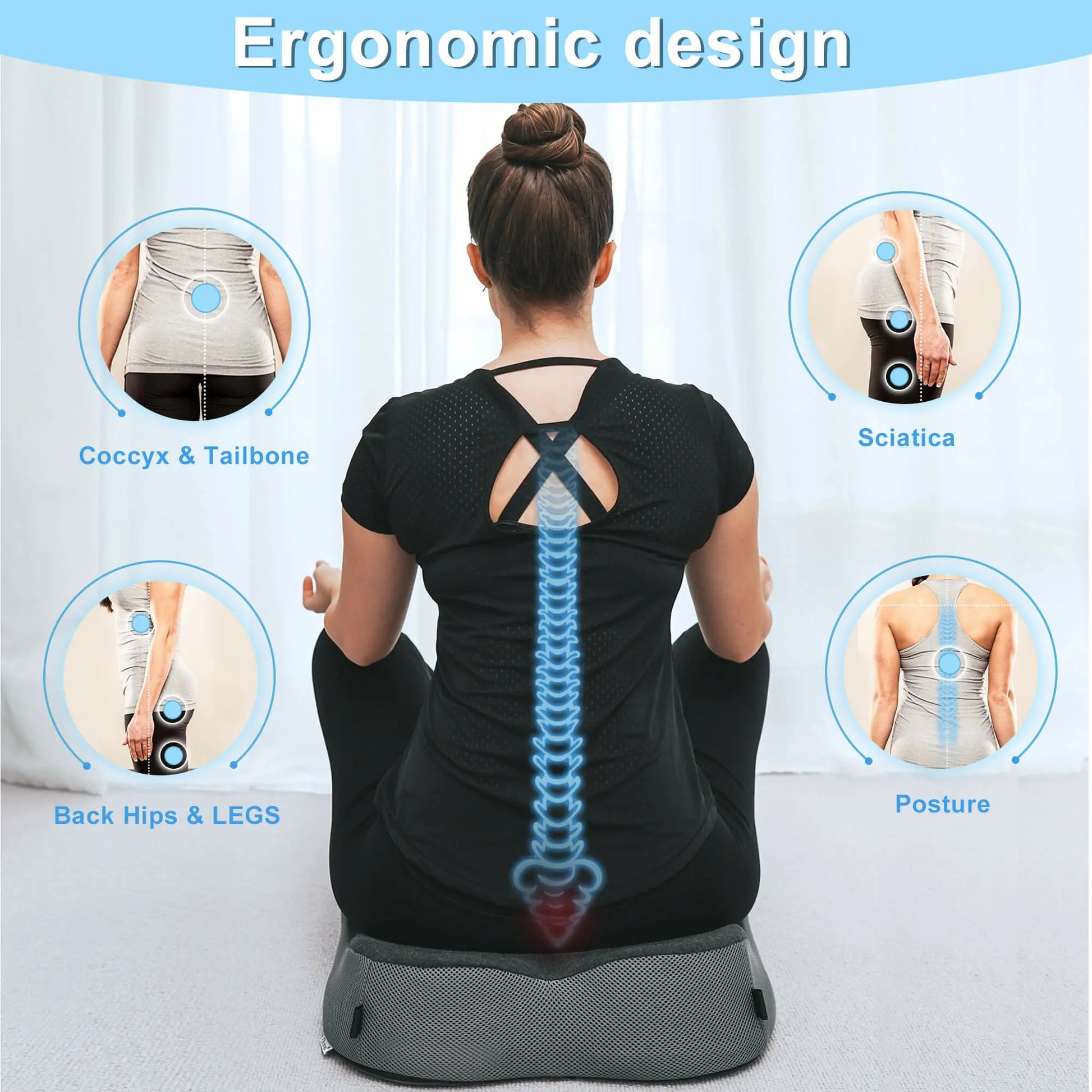 Aylio Lower Back Relief Cushion - Butt and Hip Support Cushion for Office  Chair
