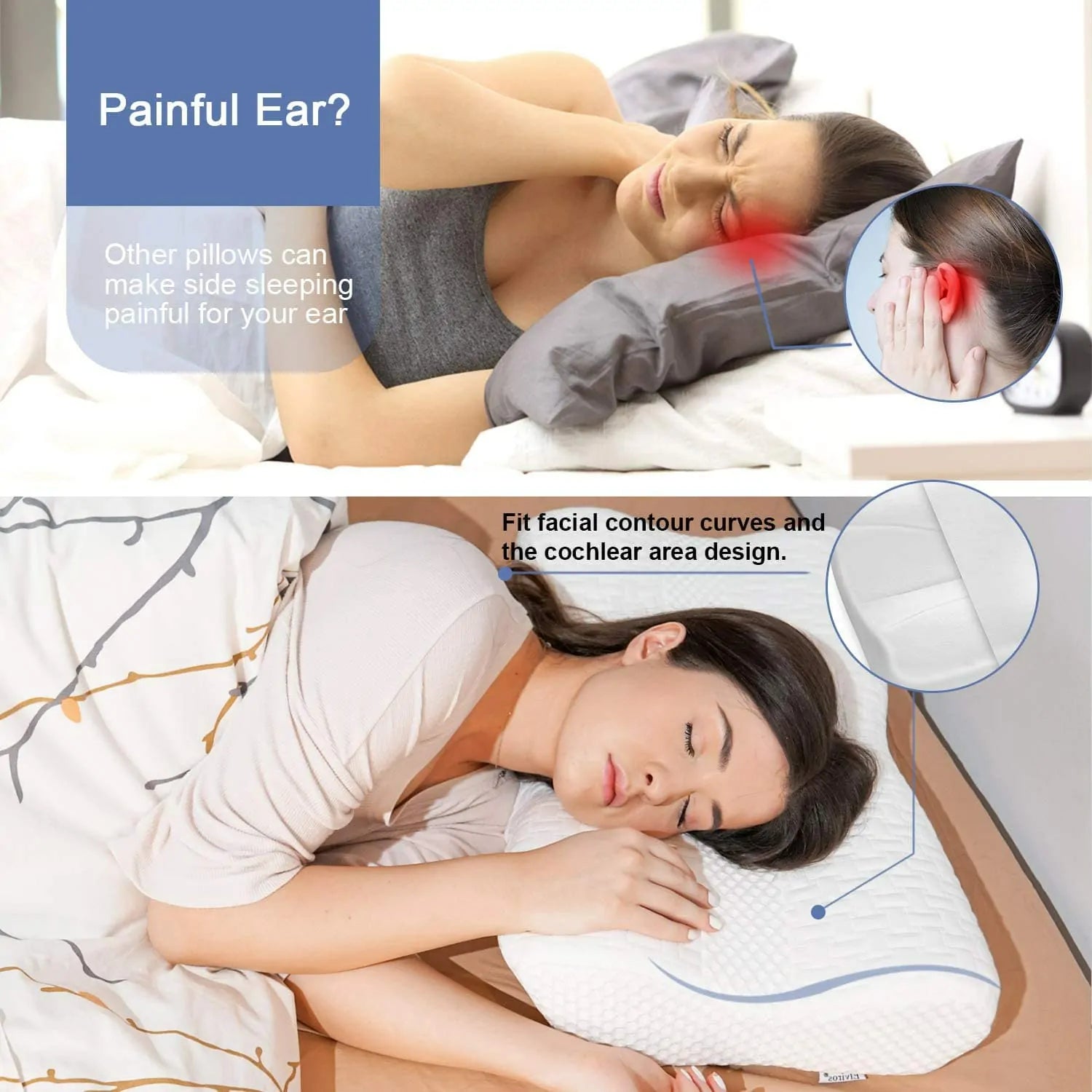 Elviros Lumbar Support Pillow for Sleeping Black