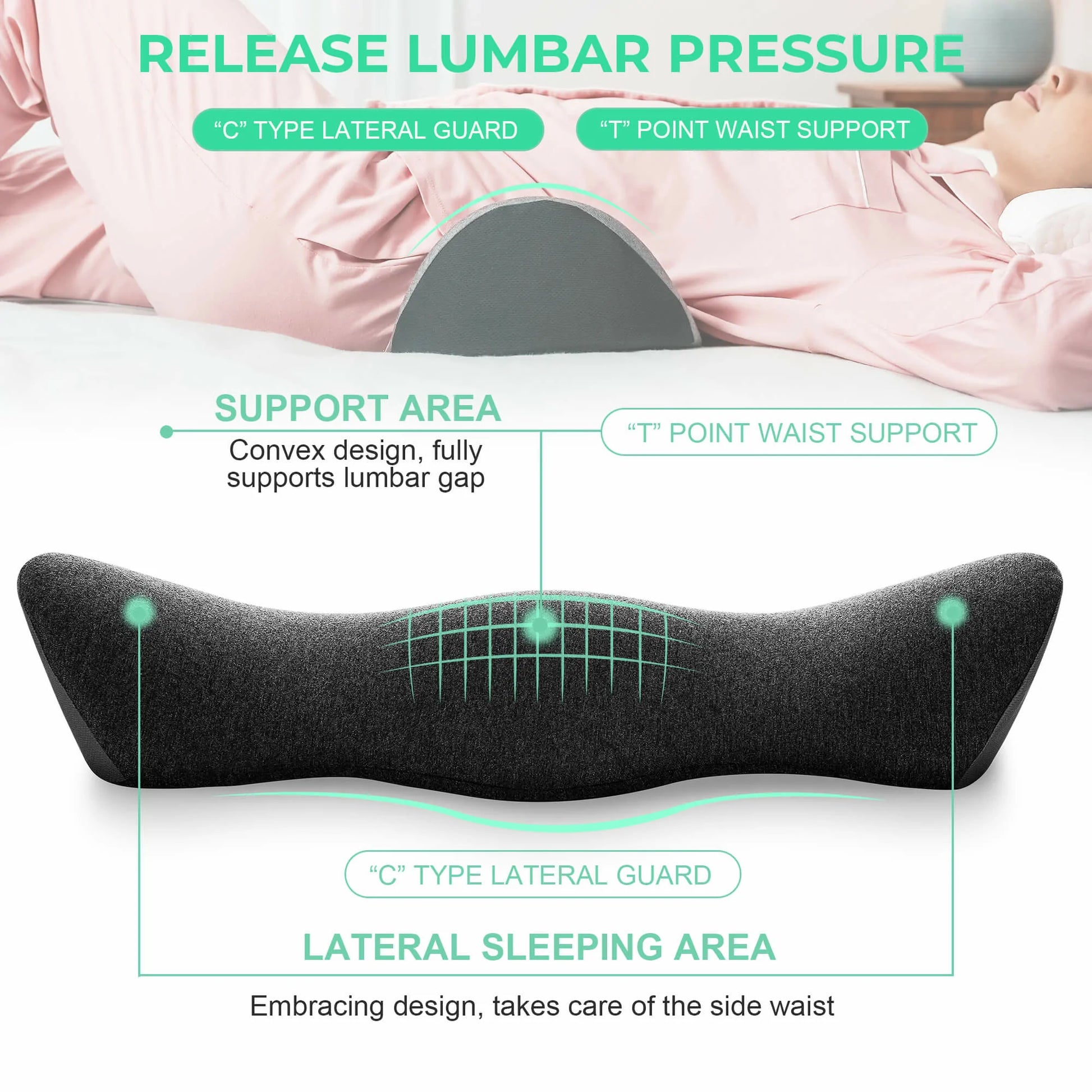 Elviros Lumbar Support Pillow for Sleeping