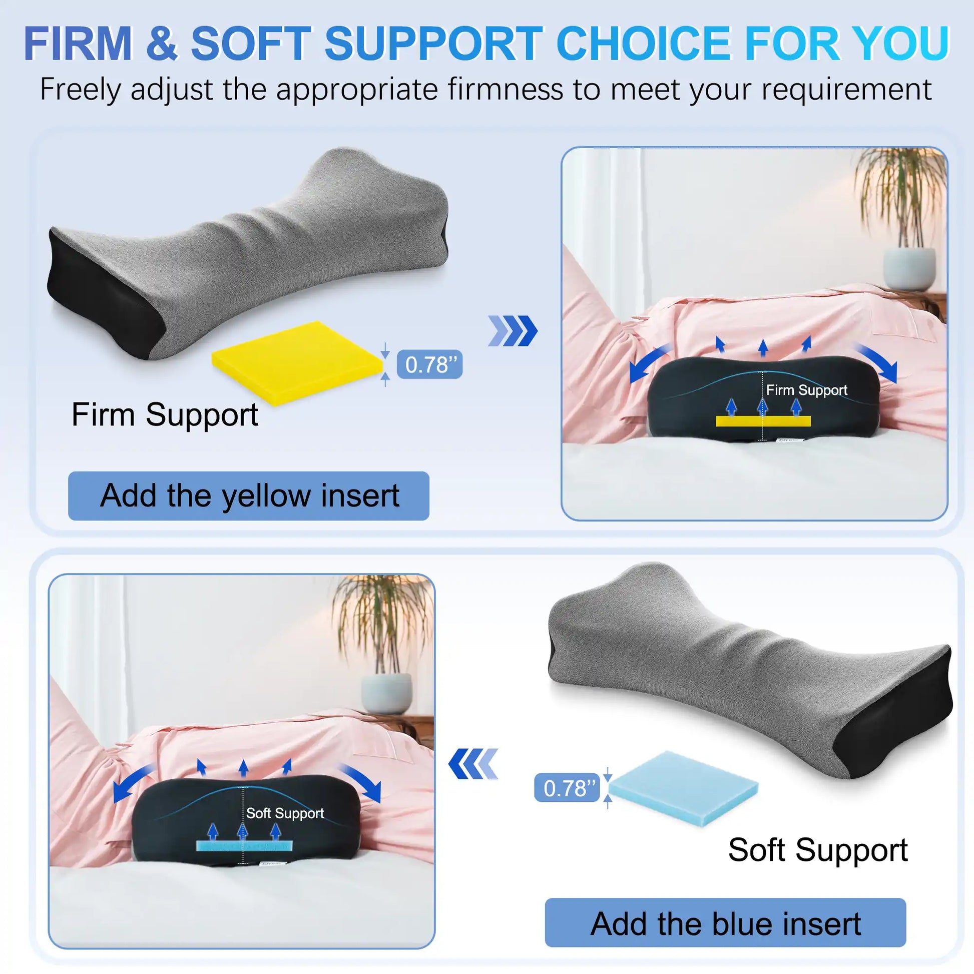 LUMBAR SUPPORT PILLOW Adjustable Sleeping Memory Foam Back Pain