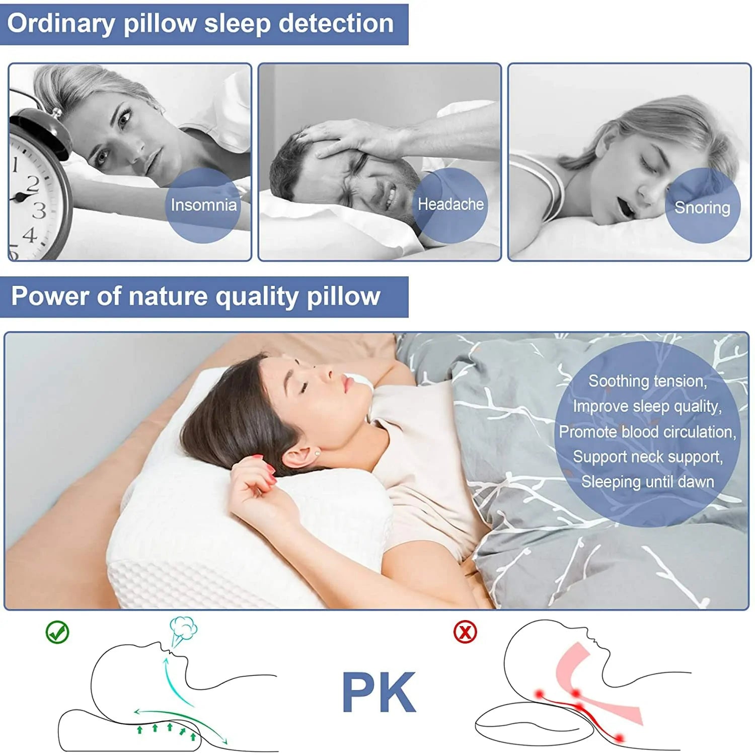 Cervical Spine Support Pillow comfortable sleep no more pain headache