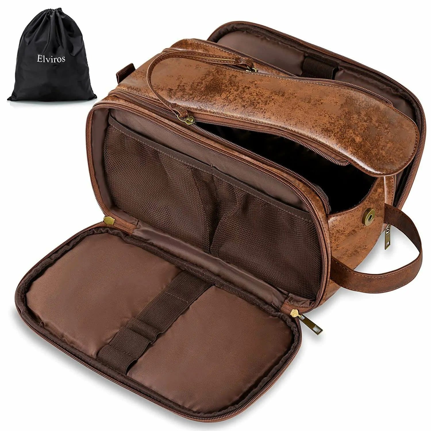 dorco travel toiletry bag Elviros Toiletry Bag, Travel Dopp Kit Leather Makeup Organizer