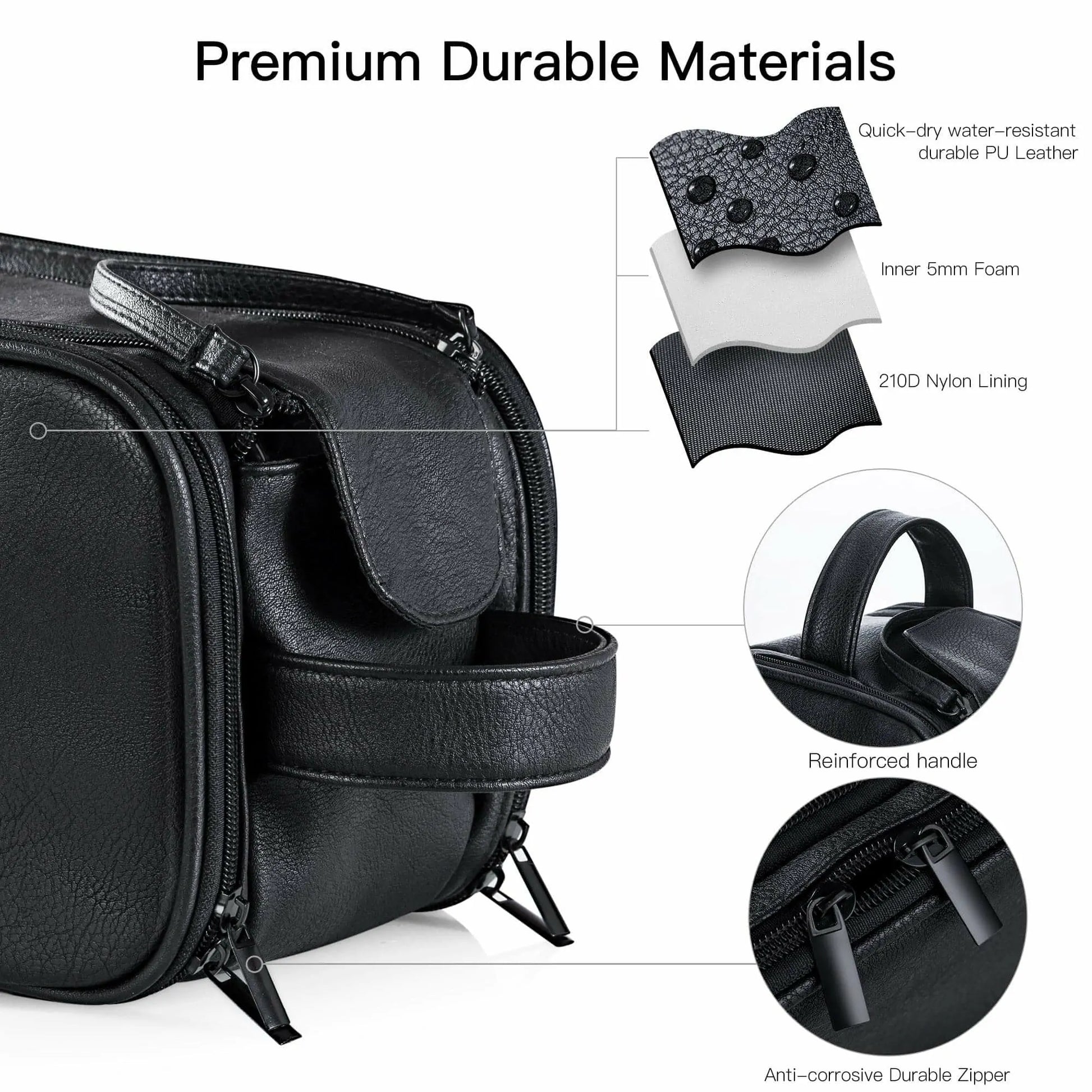 Elviros Toiletry Bag, Travel Dopp Kit Leather Makeup Organizer Brown / Small (9.4 x 5.9 x 6.3inch)